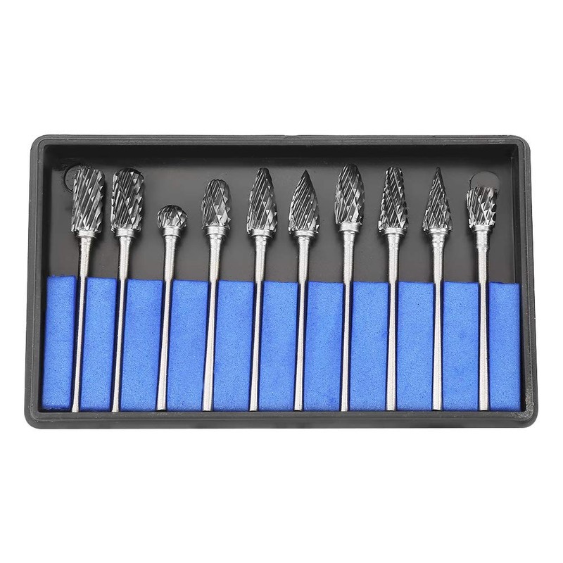 Rotary Burr Set, 10pcs 2.35*6mm Tungsten Carbide Rotary Files Metalworking