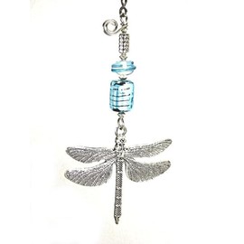 Turquoise Ice Blue Silvery Metal Dragonfly Ceiling Fan Pull Chain