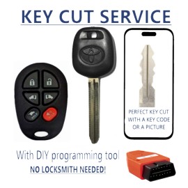 Toyota KEY CUT SERVICE +  TOYOTA Sienna 2004-2010 Chip Key + 6B Remote + DIY TOOL
