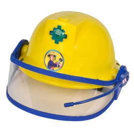 Simba Simba 109252365 - Feuerwehrmann Sam Helm, Feuerwehrhelm mit Funktion, gelb, mit Licht und Sirenen Sound, Größeneinstellung möglich, D:23cm, für Kinder ab 3 Jahren