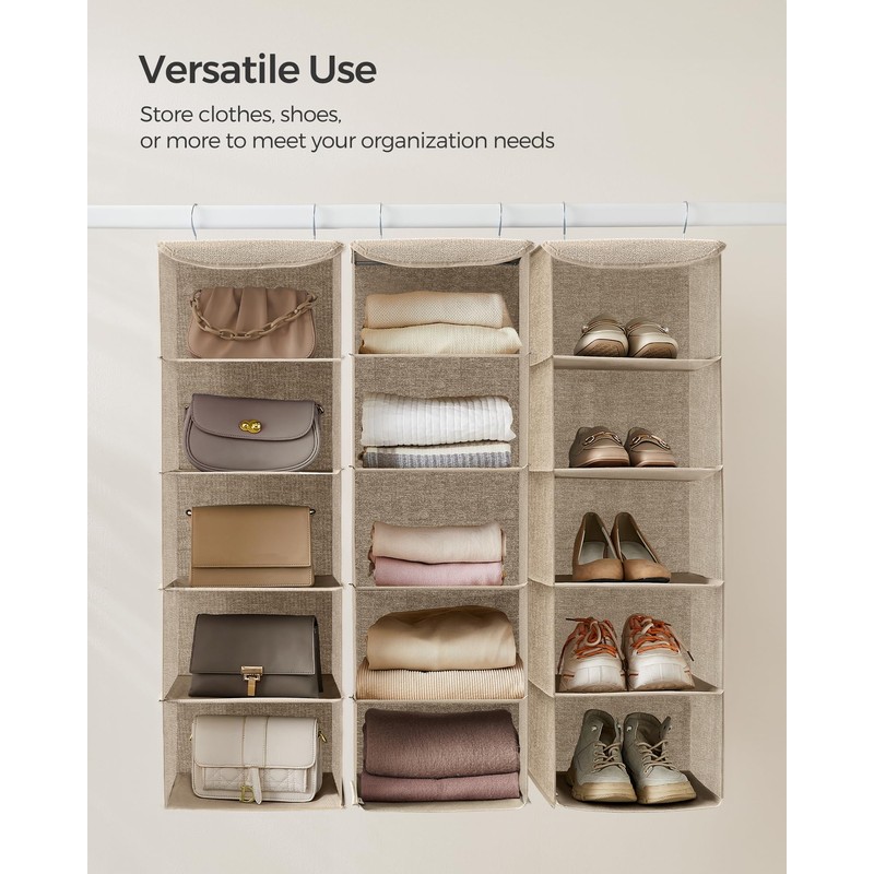 SONGMICS Hanging Closet Organizer, Hanging Storage Shelves, Hanging Closet Shelves,