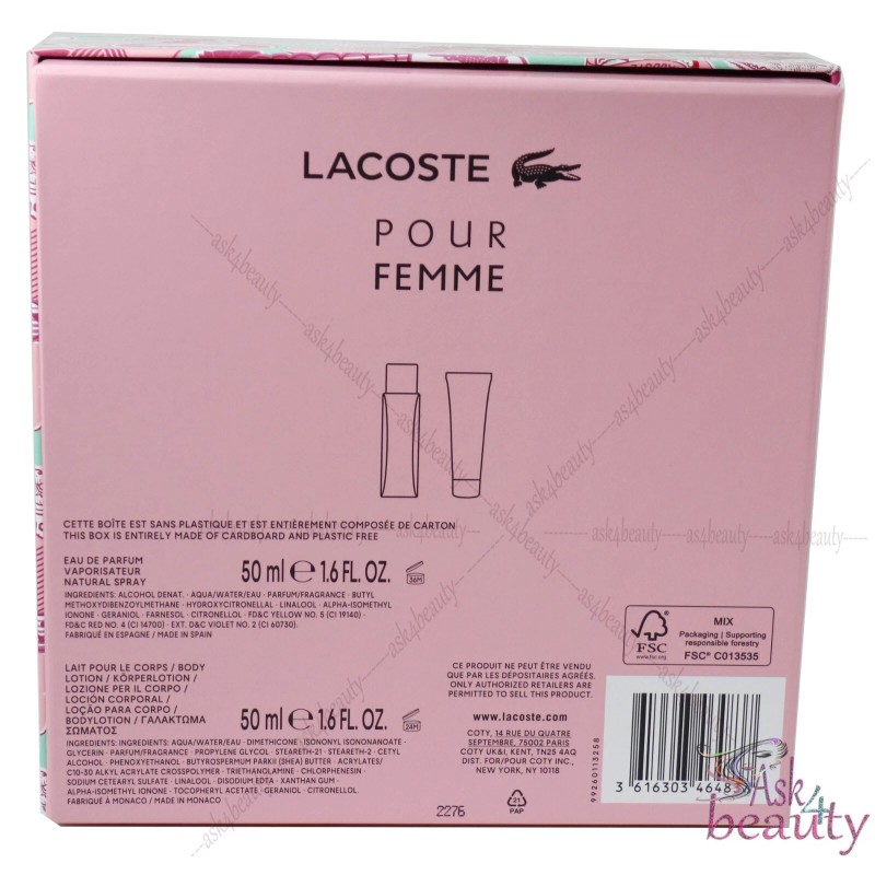 Lacoste Pour Femme 2 Pces Set for Women 1.7 oz