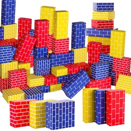 Nuanchu 60 Pcs Cardboard Building Blocks for Kids Large Jumbo Square Rectangle Thick Cardboard Pretend Bricks for Building Stacking Game(Classic Shapes)