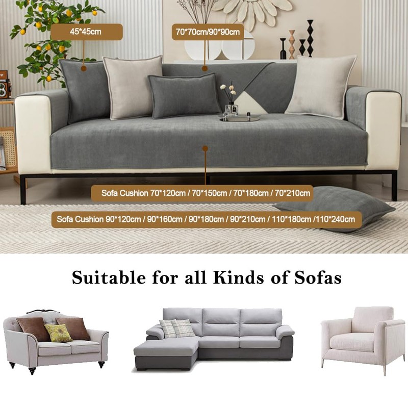 NUODWELL Herringbone Chenille Sofa Cover 1/2/3/4 Seater, Furniture Protector Couch