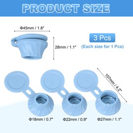 sourcing map 3 Pcs Bottle Emptying Caps 3 Sizes Shampoo Upside Down Flip It Bottle Caps Kit Inverted Leak-Proof Cap for Shower Gel Bottles Lotions Shampoos Kitchen Condiments, Blue