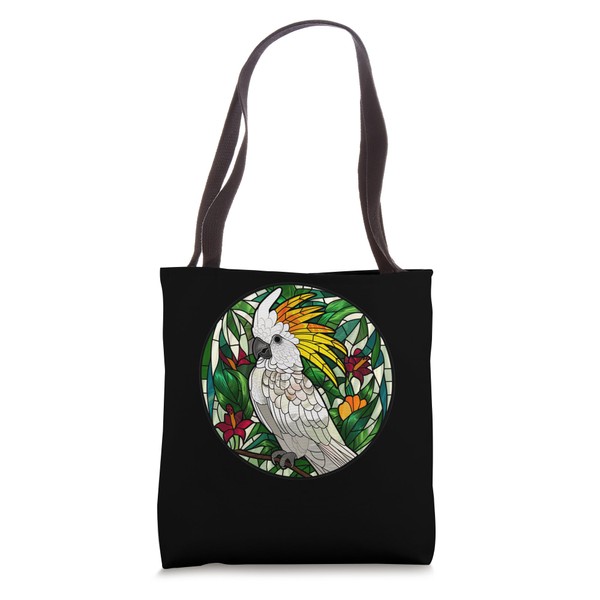 Umbrella Cockatoo Stained Glass Tote Bag