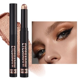 Brown Shimmer Eyeshadow Stick Cream Eye Shadow, Glitter Eyeshadows Pencil Crayon Brightener Pen, High Pigmented Eyeliner, Cruelty Free Smooth Easy to Color for Eyes Makeup