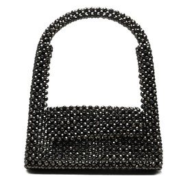 Miuco Pearl Bag Clutch Purses For Women Wedding Bride Purse Sparkly Glitterl Beaded Handbag, Black
