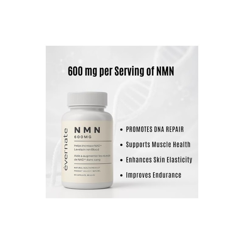 Evernate NMN 600 mg – 90 Cápsulas | 99.6% de