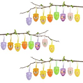 Pack of 24 Easter Eggs for Hanging, Easter Decoration for Outdoors, Easter Eggs Decoration, 6 cm Plastic Easter Eggs for Hanging, Easter Eggs in Many Colourful Colours, Decorating Plastic Eggs for