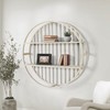 Oakrain Floating Shelves, Round Wall Shelves, 2-Tier Bamboo Shelves, Dia25.98