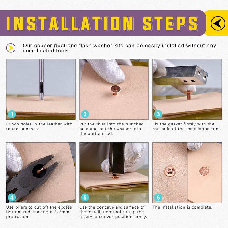 Swpeet Copper Rivet and Router Bits 38 Pieces 3 Sizes
