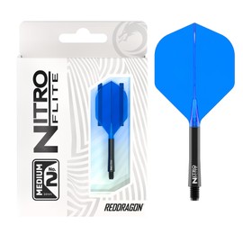 RED DRAGON Darts – Nitro Flite Integrated Flight & Shaft System – No.2 Shape and Design – Black & Blue Colour, Medium Length