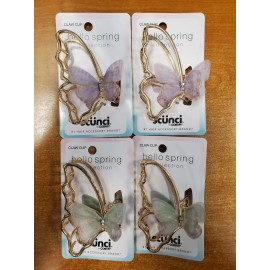 scünci 4 Pack: Scunci Butterfly Gold Claw Clip Purple & Green (6198/6181) R9P6a
