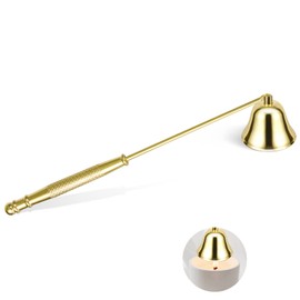 Navpeak Candle Extinguisher with Long Handle, Metal Wick Snuffer Candle Snuffer Accessory with Long Handle for Scented Candle, Aromatherapy Candles for Putting Out Candles Flame (Gold)