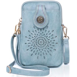 APHISON Designer Phone Bags for Women Crossbody, Sunflower Tassel Vegan Leather Small Crossbody Bags for Women fits Phone Up to 6.7 inches Blue