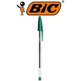 BIC Cristal ORIGINAL Medium Daily BALLPOINT PENS Biros 1.0 mm Everyday Essay Writing Home School Office Stationery Supplies Clear Barrel 4 Colours BLACK RED BLUE GREEN RGB Stick Pen (GREEN, 10 X PENS)