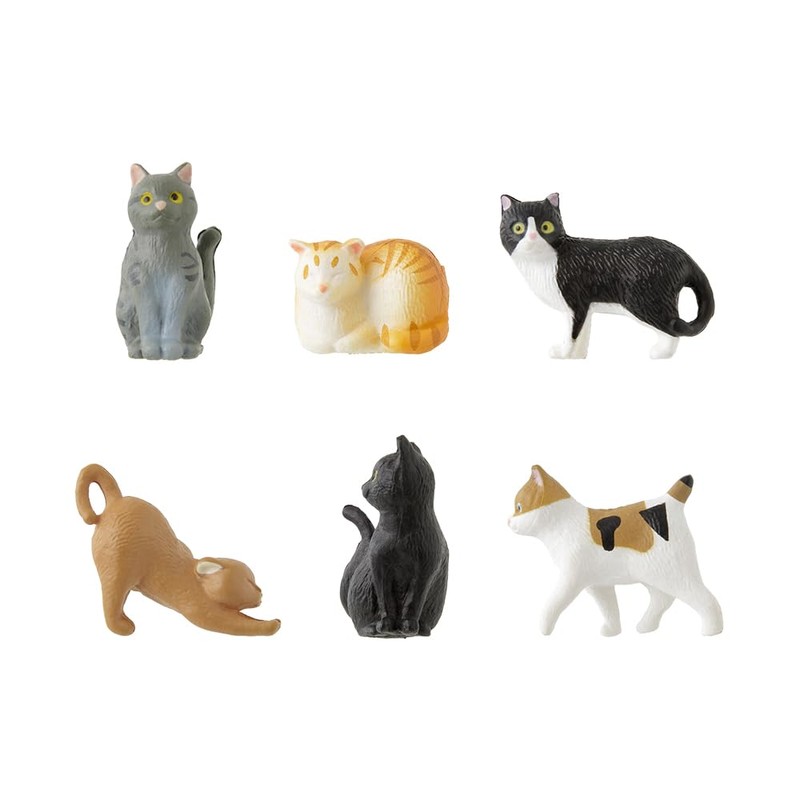 Midori 43427006 Mini Magnets, Set of 6, Cat Pattern