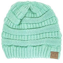 Thick Slouchy Knit Oversized Beanie Cap Hat,One Size,Sage,One Size,Sage