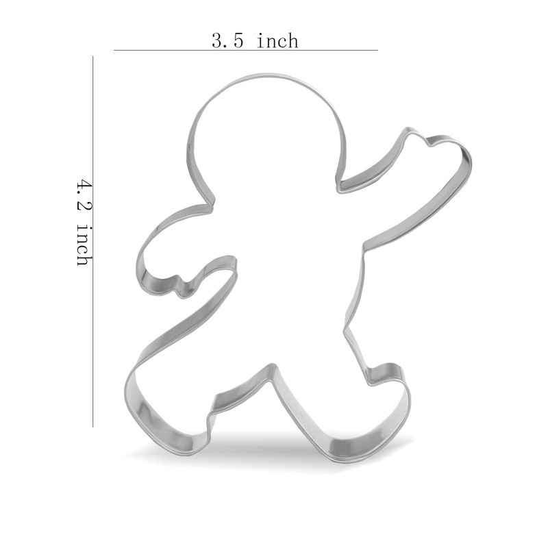 4.2 inch Christmas Waving Gingerbread Man Cookie Cutter - Stainless