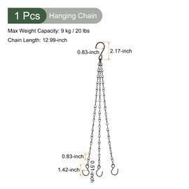 YOKIVE Hanging Chains, 3 Point Holder Adjustable Extension Chains with 2 Size S Hook, Great for Flower Pots, Plant Basket, Lantern (Black, 12.99-Inch)