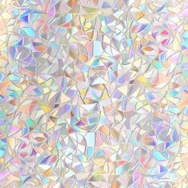 Myscheri Window Privacy Film, Rainbow Window Clings Cover, Decorative 3D Decals, Static Cling Sticker, Non-Adhesive and No Glue for Anti UV Size 35.4 x 157.4 Inches