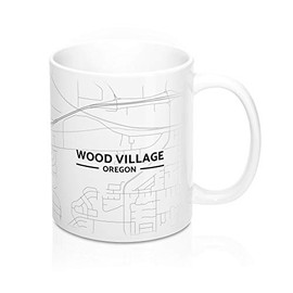 Hometown Bias Wood Village, Oregon OR Map Mug (11 oz)