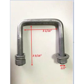Rodspeedracing 1pc(1) Boat Trailer Hot Dipped Galvanized Square U-Bolt 1/2" x 3 1/16" x 3 5/16"