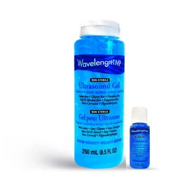 Wavelength 1 Bottle x 250ML MP Blue Multi-Purpose Ultrasound Gel. Hypoallergenic, Non-Greasy, Premium-Quality. Made in Canada. 1 Bottle x 250ML. (1) Bonus 2oz Bottle Included.