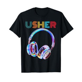 Vintage Design USHER Hiphop Fan Music Headphone Men Women T-Shirt