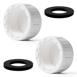 QZKJQDD G1 PVC Thread Cap, Screw Connection Cap PVC Round Female Thread Hose Connector, Sealing Cap Female Thread, with Rubber Seal, for Sealing Connections and Pipe Ends (Pack of 2)