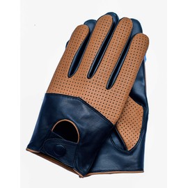 Riparo Women's Genuine Leather Half Mesh Full-Finger Driving Motorcycle Summer Riding Gloves (7, Black/Cognac)