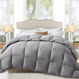 Globon Down Comforter California King Size，All Season Duvet Insert，Soft Noiseless Shell, Medium Weight with 8 Corner Tabs, Grey…