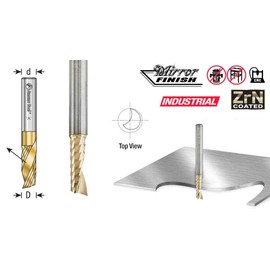 Amana Tool 51480-Z CNC SC Spiral O Single Flute Aluminum Cutting 1/4 D x 3/4 CH x 1/4 SHK x 2-1/2 Inch Long Up-Cut ZrN Coated Router Bit with Mirror Finish