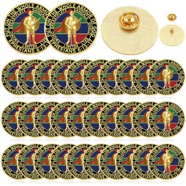 Therwen 32 Pcs Put on the Whole Armor Lapel Pin 1.18 Inch Men's and Women's Brooches and Pins Gold Religious Tie Pins