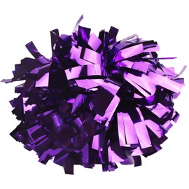 GUIFIER 6 inch 1 Pair Metallic Cheerleading Pom Pom with Baton Handle, Cheerleader Pom Poms, Cheerleading Metallic Pom Poms, Cheer Sparkle Pom Poms Gifts Pompoms for Cheering Squad (Purple)