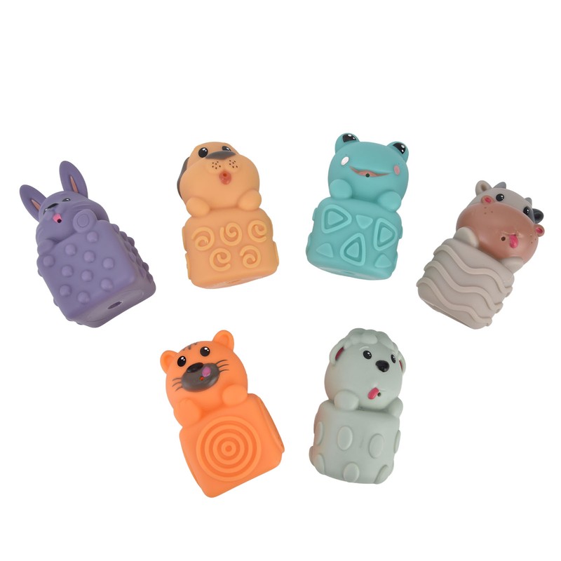 6pcs Baby Soft Blocks Animal Stacking Building Blocks Squeezing Teething