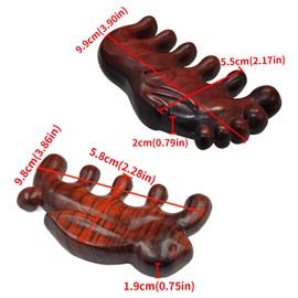 Tostyles 2PCS Wood Wide Tooth Hair Comb Head Scalp Massage No Static Green Sandalwood Hair Pick Wooden Comb for Women Men Kids Hair Neck Hands Legs Caring Tool (Horse+Rabbit)