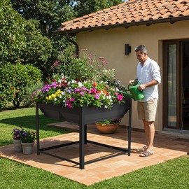 Worth Galvanized Steel Raised Garden Bed with Legs & Built-In Drainage - 50 Gal Outdoor Planter Box for Vegetables, Flowers, Herbs - Rust-Resistant Elevated Metal Design for Patio, Backyard 35"x35"x35