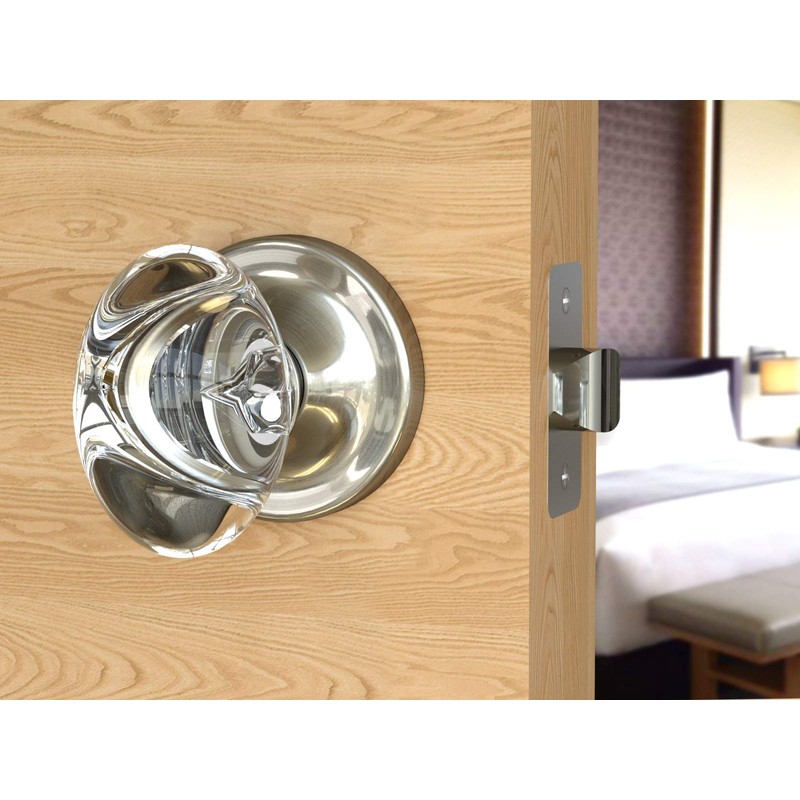 Passage Oval Egg Crystal Door Knobs Satin Nickel Round Rosette