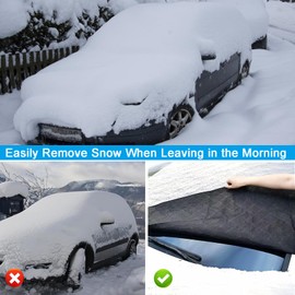 AMSNINK Windscreen Cover Winter, Windscreen Cover, Car Cover Winter, Car Cover Winter, for Four Seasons, UV Protection, Sun, Dust, Snow, Ice, Frost, 116 x 160 cm