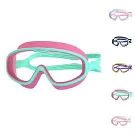COPOZZ Kids Goggles for Swimming 8-12, Youth Wide View Anti Fog No Leak Clear Swim Goggles for Boys Girls Pool Beach