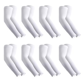 8 Pairs Arm Sleeves for Men and Women, Summer Sun Arm Cover Sleeves, Arm Sleeves for Women Men (White)