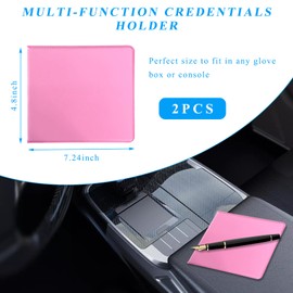 Kewucn 2 Pack Car Registration Insurance Holder, Essential Auto Card Glove Box Organizer, Vehicle Interior Accessories Perfect for Most Car, Truck, SUV (10.55''×4.8'', Pink)