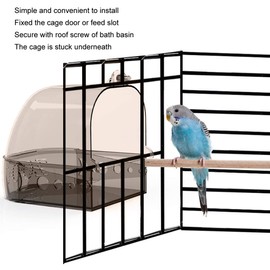 Bird Bathtub Hanging Bird Cage Bathtub Plastic Bird Shower Box Thicken Gray Black Parrots Multifunction Activity Feeding Box