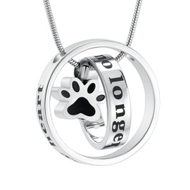 memorial jewelry Forever in My Heart,No Longer by My Side Cremation Pet Urn Necklace Screw Opens and Lock Ashes Pendant Jewelry for Dog Cat (Dog claw)