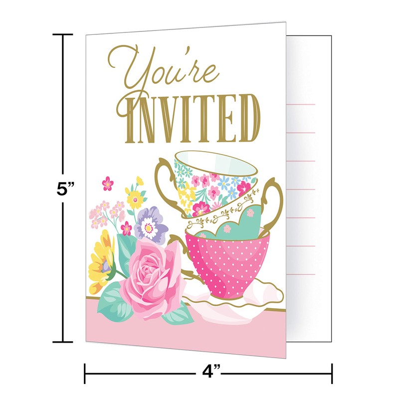 Creative Converting 340144 Floral Tea Party Foldover Invitation