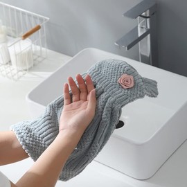 Cute Microfiber Dress Towel Set, Absorbent and Quick Drying, Face, Hand, Toilet Towel, Hand Towel, Set of 2, Quick Drying, Absorbent, Comfortable to the Touch, For Home Use, Washstand, Kitchen, Hanger