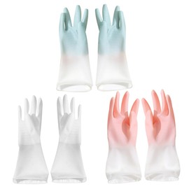 STOBAZA Rubber Dishwashing Gloves Set of Pairs Housework Gloves Hand Protection Mitts for Kitchen Laundry Pet Care Random