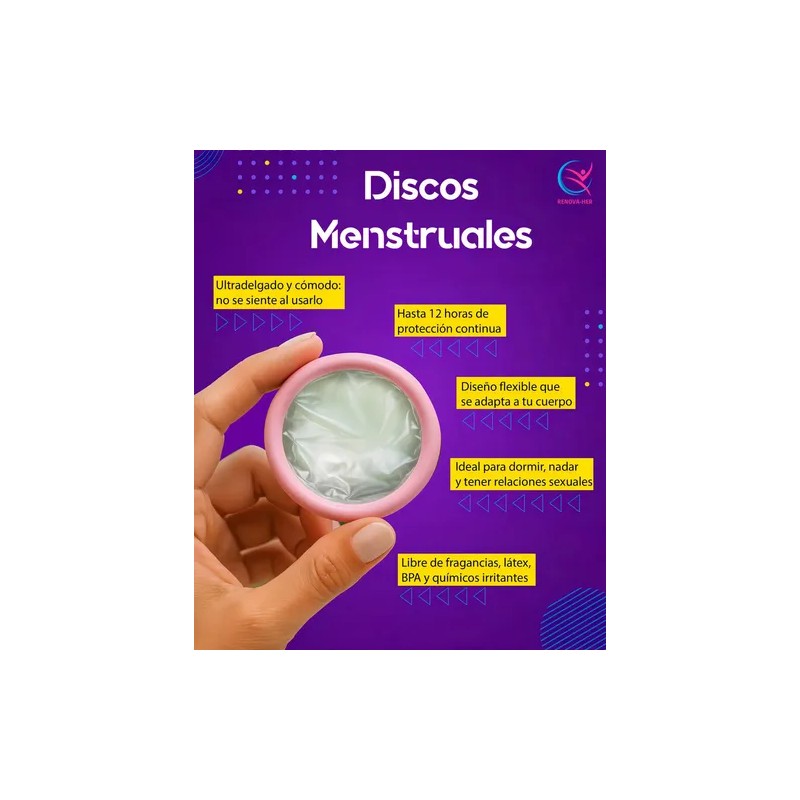 Discos Menstruales Desechables Renova-Her Rosa Morado Unitalla 14 piezas